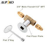 Aupoko 1/2-Inch Straight Quarter-Turn Shut-Off Valve Kit for NG LP Gas Fire Pits, 3-inch Key and 3/8 Male Flare x 1/2 NPT Fittings x 2, Fits for NG LP Gas Fire Pits Indoor & Outdoor Fireplace