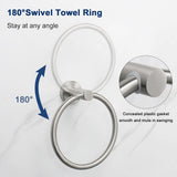 NearMoon Bath Towel Ring, Bathroom Hardware Accessories-Thicken Stainless Steel Hand Towel Holder for Bathroom, Modern Round Towel Hanger Wall Mounted (Brushed Nickel, 3 Pack)