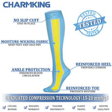 CHARMKING Compression Socks for Women & Men (8 Pairs) 15-20 mmHg Graduated Copper Support Socks are Best for Pregnant, Nurses - Boost Performance, Circulation, Knee High & Wide Calf (L/XL, Multi 13)
