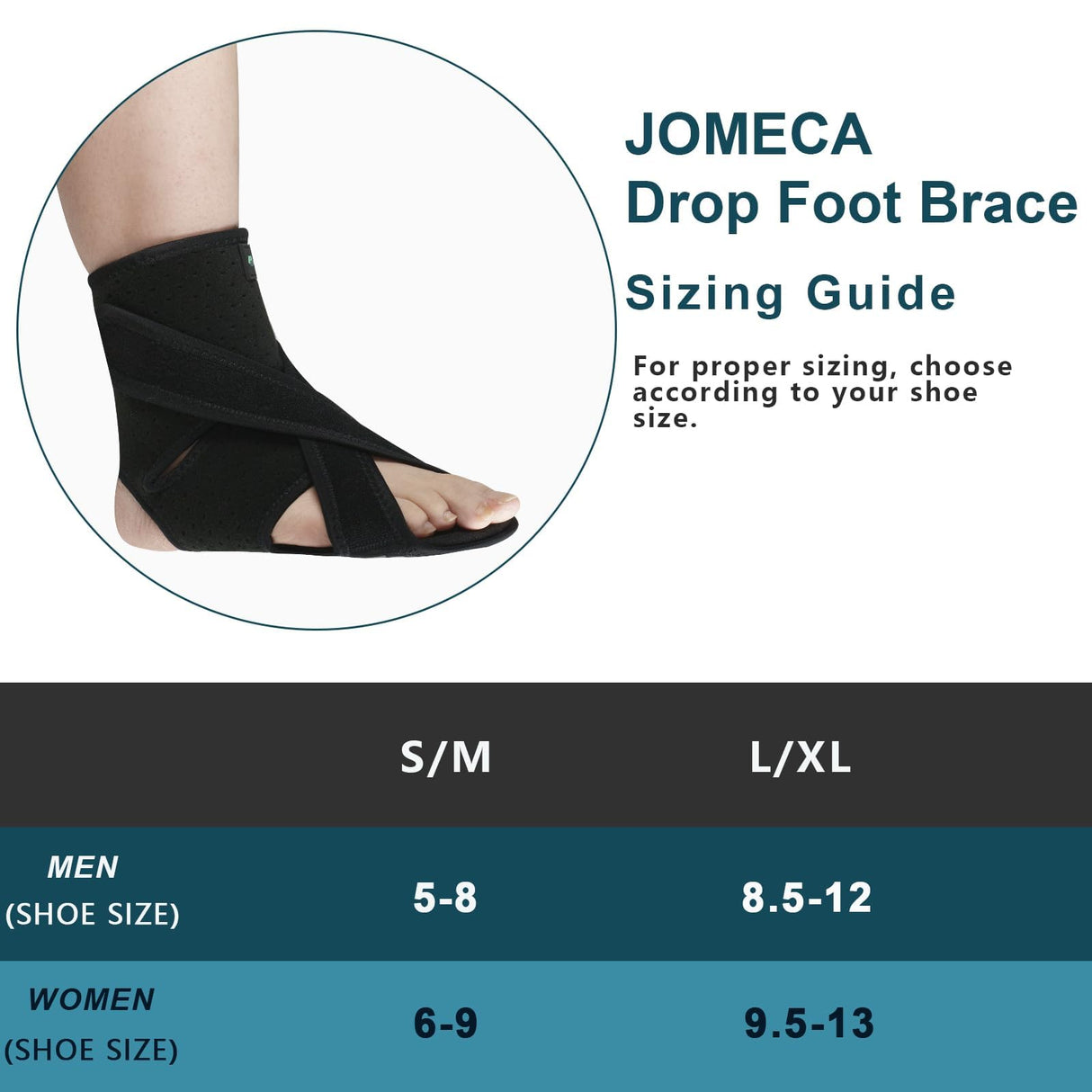 JOMECA Upgraded Drop Foot Brace for Walking with Shoes - Dual Forefoot Support Plates Adjustable Soft AFO, Foot Drop, TBI, ALS, MS, Bone Fracture, Fits Women & Men FSA or HSA Eligible (Left, S/M)