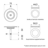 Bächlein Universal Badewannenstöpsel - Abfluss-Stopfen [PVD Gold] - inkl. Ersatzdichtung