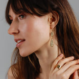 Gold Tone Earrings for Women Dangle - Faux Druzy Long Double Tear Drops