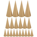 Crafjie 20PCS Paper Mache Cones Open Bottom Variety Pack Set of 4pcs 13.75x5, 6pcs 10x4, 10pcs 5.9x2.75 in, Paper Cone for DIY Art and Crafts Projects, Christmas Gnomes Christmas Tree, Halloween Decor