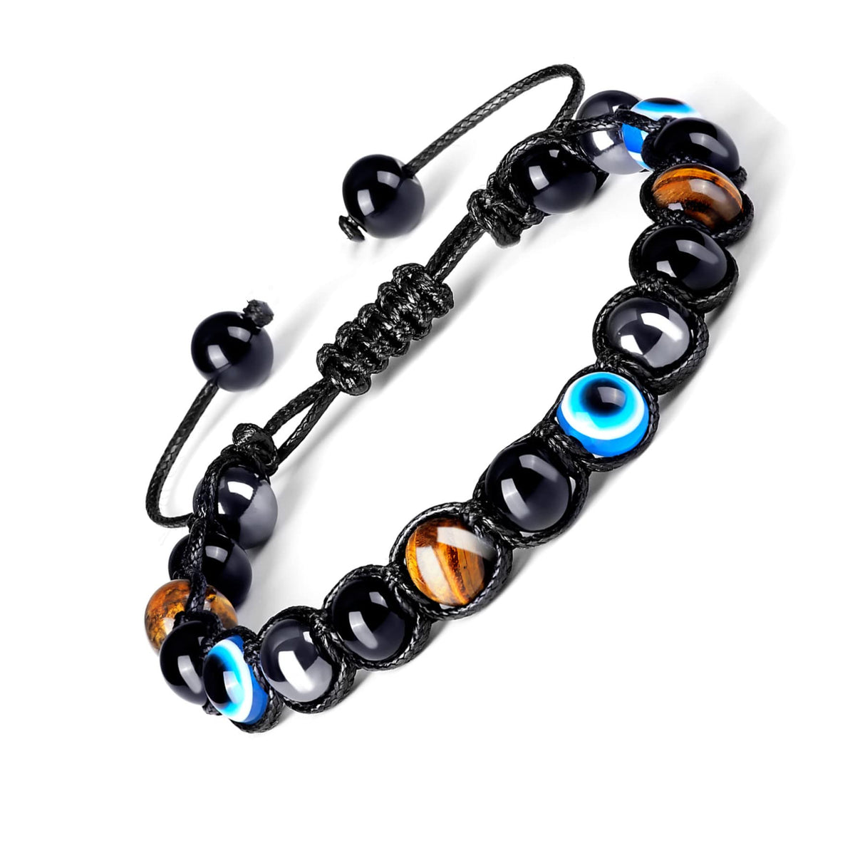 Evil Eye Bracelets for Mens Women,Mens Hematite Bracelets,Tiger Eye Bracelet for Men,Black Tourmaline Bracelet,Mens Beaded Jewelry