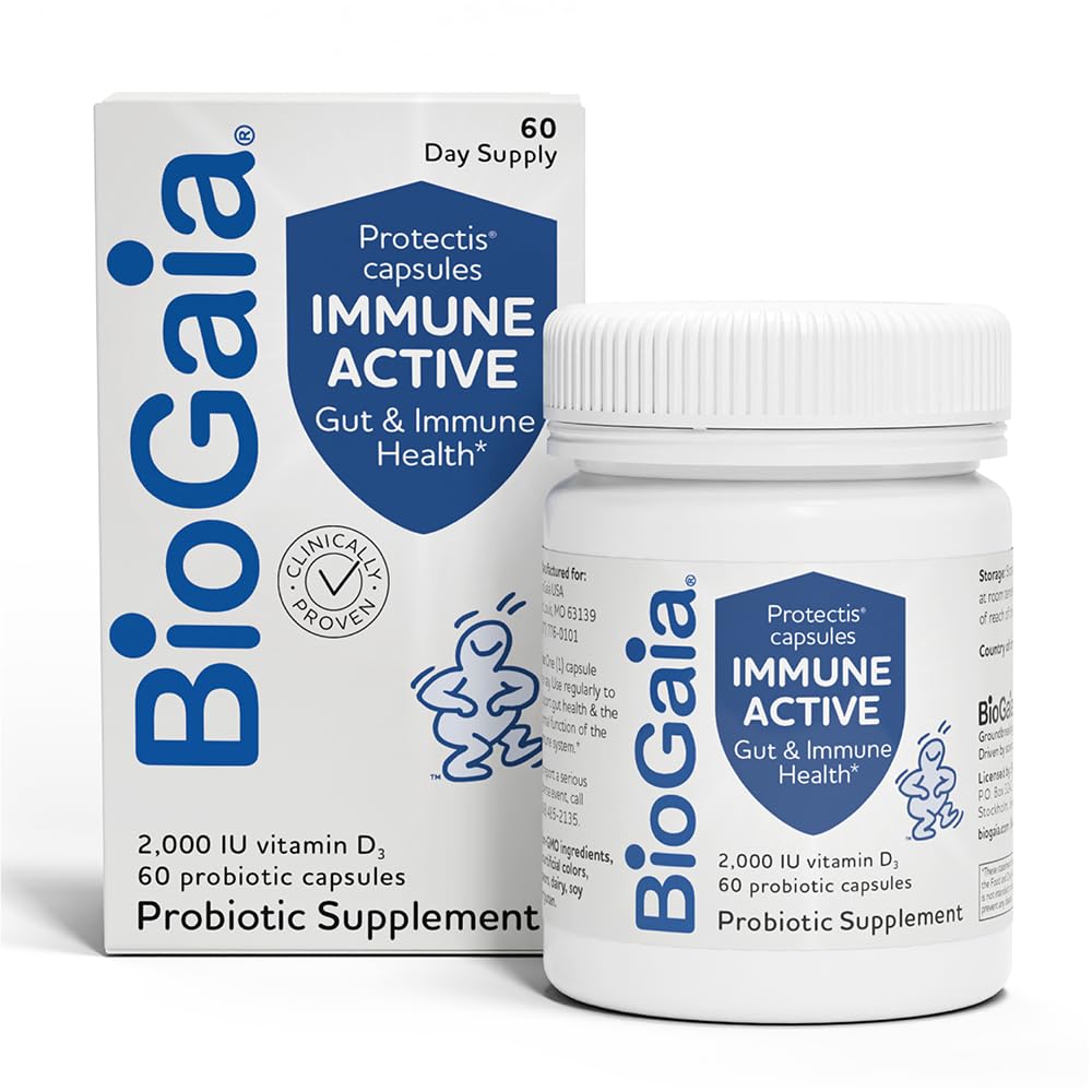 BioGaia Protectis Immune Active Probiotic | Probiotic + Vitamin D | Supports Immune, Digestive and Overall Health | Probiotics for Men & Women | Capsules | 60 Day Supply