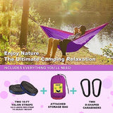 SZHLUX Camping Hammock Double & Single Portable Hammocks with 2 Tree Straps and Attached Carry Bag,Great for Outdoor,Indoor,Beach,Camping,Purple & Pink, Medium