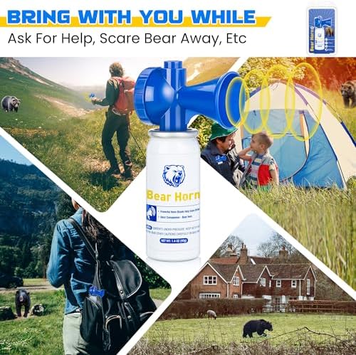 1.4oz Bear Horn Self Defense, Loud Air Horn for Wild Animals, 120dB Heard up to 1/2 Mile Away, Ideal for Hiking