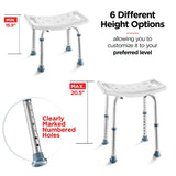 Medical king Shower Chair - with Back Scrubber & Additional Sponge - Tool Free Shower Chair for Elderly - with 8 Adjustable Heights - Portable Anti Slip Bath Chair for Elderly