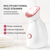 Facial Steamer Self-Care Gift Kit: Nano Ionic Face Steamer Deep Cleaning Unclogs Pores - Home Sauna Spa Humidifier Hot Mist for Women Men Sinus Moisturizing (Rose Gold)