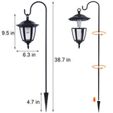 Dynaming 4 Pack Solar Hanging Lights Outdoor, Solar Powered Garden Decorative Lanterns with 4 x 38 Inch Shepherd Hooks, Waterproof Landscape Lighting for Lawn Patio Yard Pathway Driveway, Warm White