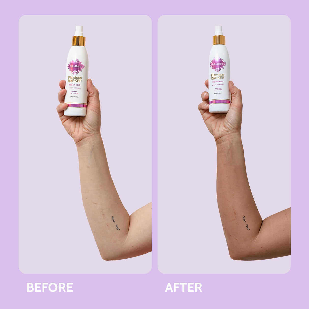 Fake Bake Flawless Darker Self-Tanning Liquid Streak-Free, Long-Lasting Natural Glow For All Skin Tones - Sunless Tanner Includes Professional Application Mitt, Black Coconut Scent - 6 oz (Pack of 2)