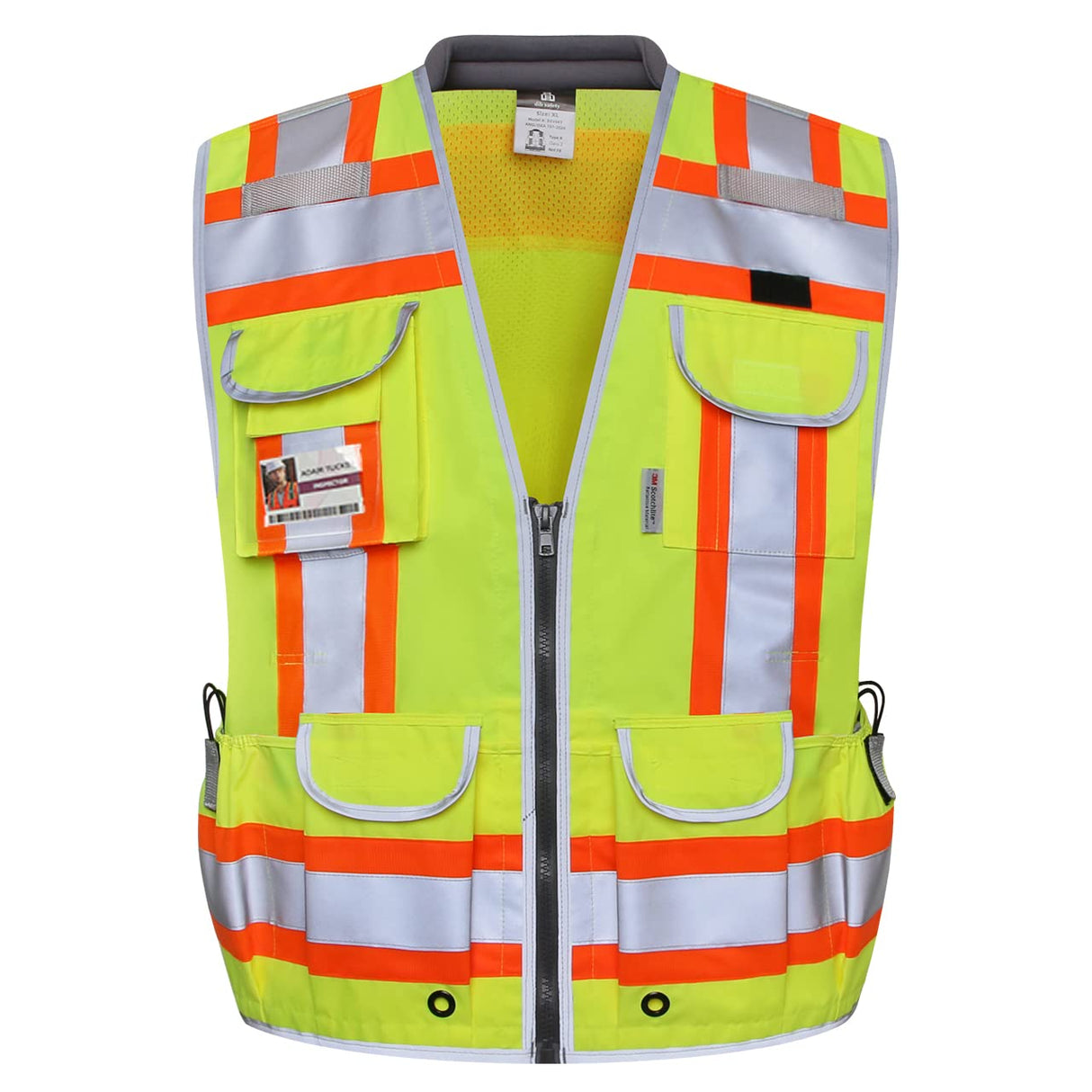 Dib Safety Reflective Vest Heavy Duty, High Visibility Two Tone Engineer Vest, Padded Collar, Retractable ID Pocket, Made with 3M Reflective Tape, Yellow 3XL