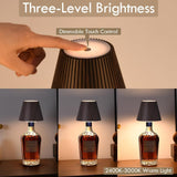 WILIT 2 Pack Wine Wirelss Bottle Lamp, 3-Level Brightness Cordless Table Lamp Shades, Rechargeable Battery Operated for Bedroom, Living Room, Kitchen Counter, Women Gifts for Her