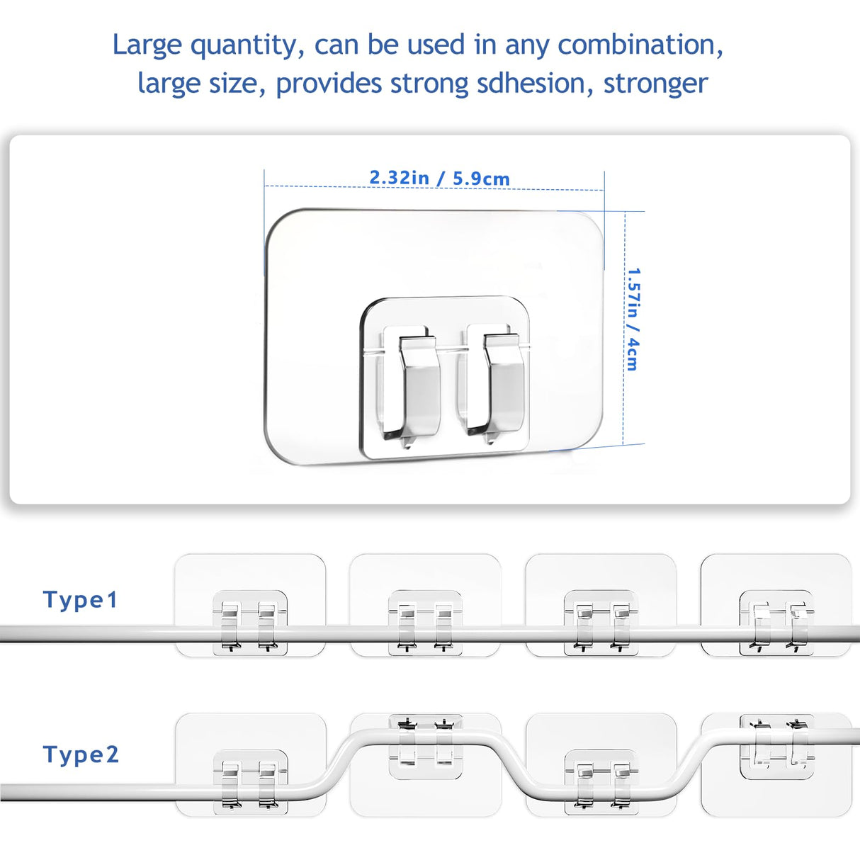 Galetcy Hooks for Outdoor String Lights - 100 Pack with Adhesive Strips - No Damage, No Tools, No Holes, Waterproof and UV-Resistant, Perfect for Christmas and Patio Decor