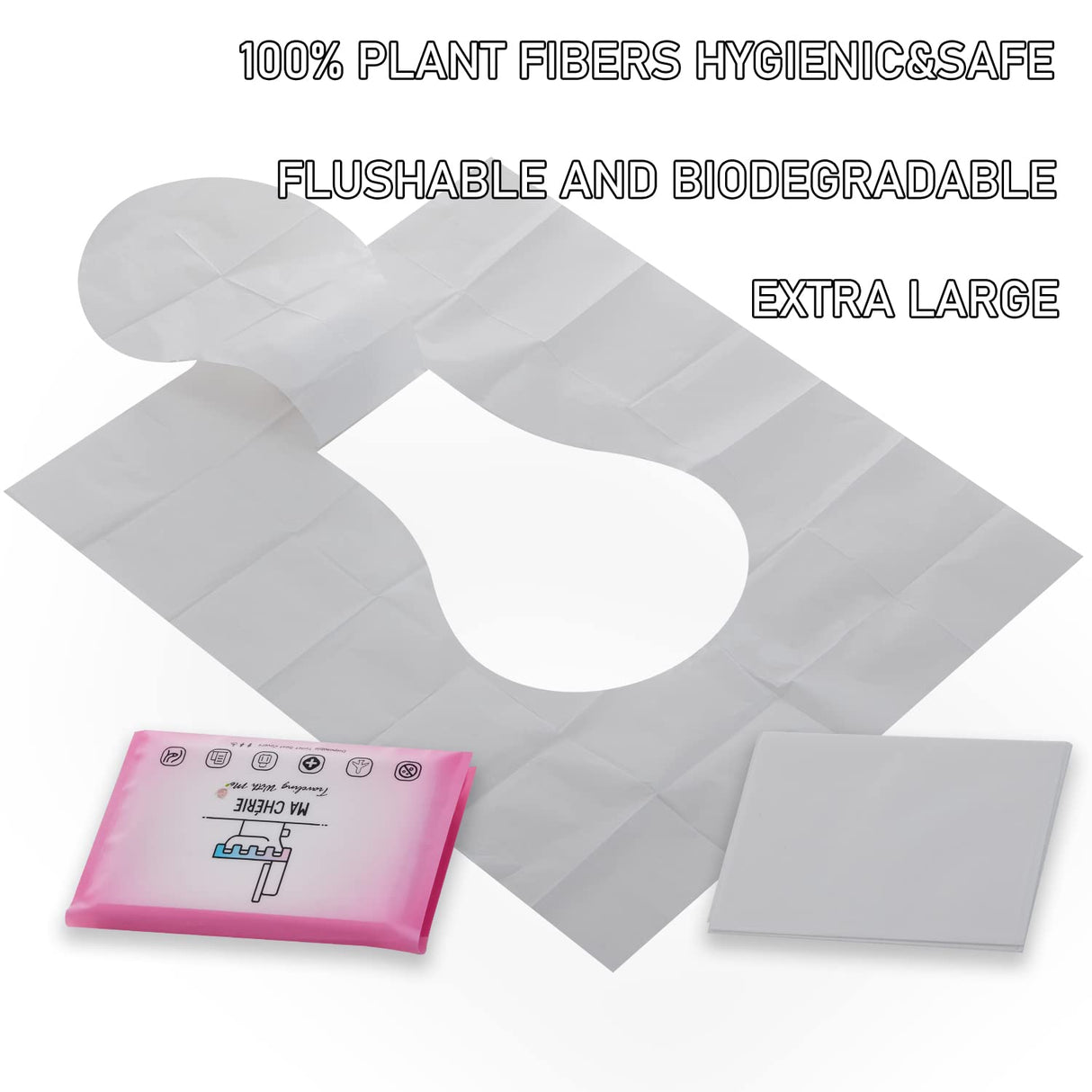 MA CHÉRIE Disposable Toilet Seat Cover 120 Pcs,Extra Large,Flushable,Travel and Pocket Size