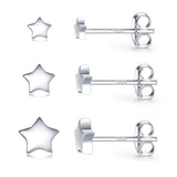 3 Pairs 925 Sterling Silver Star Stud Earrings for Women,Tiny Simple Geometric Stud Earrings Set Small Hypoallergenic Cartilage Tragus Ear Jewellery for Men (3/4/5mm)