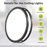 hepside 13inch Flush Mount Ceiling Light Fixture 2 Pack, Dimmable & 5 Color Temperatures Ceiling Light Black, 24W 3000K 3500K 4000K 5000K 6500K Adjustable Ceiling Lamps for Bathroom Bedroom Hallway