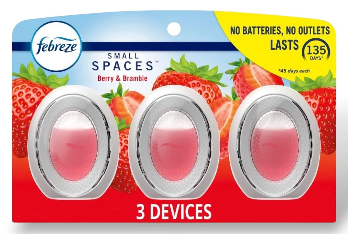 Febreze Small Spaces Air Freshener Berry & Bramble, .25 fl. oz., Pack of 4