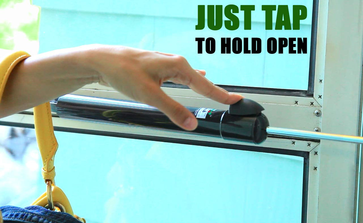 Touch 'n Hold Smooth Door Closer - Single Kit (Black) - Standard-Duty Door Closer with Touch-Button Hold Open Feature & Smooth Closing Motion – for (Medium & Lightweight) Storm, Screen Doors.