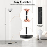 PESRAE Floor Lamp, Remote Control with Stpeless Color Temperatures and Brightness, Torchiere lamp for Bedroom, Living Room, Bulb Included (Matte Black)