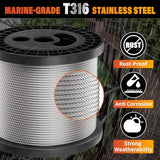 Stainless Steel Cable for Railing - 500FT 1/8" T316 Wire Rope Cable for Deck Railings System Kit