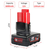 waitley 2 Pack 12V 6A Replacement Battery Compatible with Milwaukee 12V Power Tools (Not Made in Milwaukee)