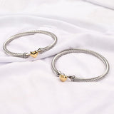 Jeolory Adjustable Twist Stainless Steel Cable Wire 14K Gold Plated Love Heart Charm Bracelets Friendship Open Bangle Wrist Cuff for Women Men