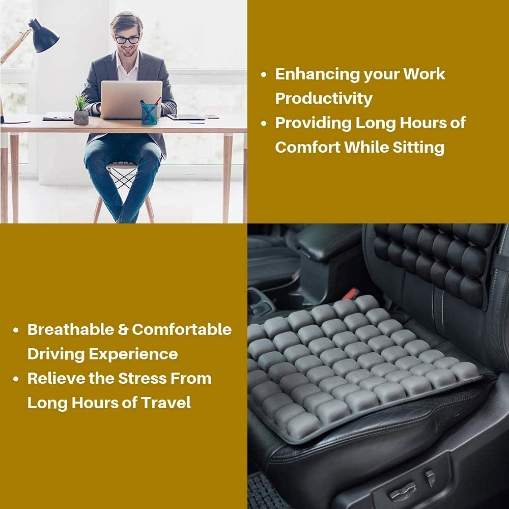 SUNFICON Air Cushion Inflatable Chair Air Seat Cushion Car Portable Breathable Comfort Cushion Office Wheelchair Pad Orthopedics Pain Pressure Relief Cushion Camping Seat Mat 18 x 16 x1 in Black