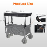 Black Removable Wagon Canopy Attachment with Rods, Foldable Sun Shade Cover