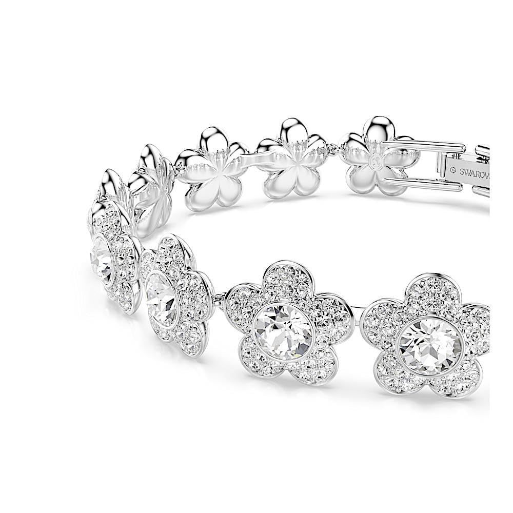 Swarovski Ariana Grande x bracelet, Round cut, Flower, White, Rhodium plated