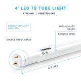 PARMIDA 20-Pack 4FT LED T8 Hybrid Type A+B Light Tube, 18W, Plug & Play or Ballast Bypass, Single-Ended OR Double-Ended Connection, 2200lm, Frosted Cover, T8 T10 T12, UL - 5000K