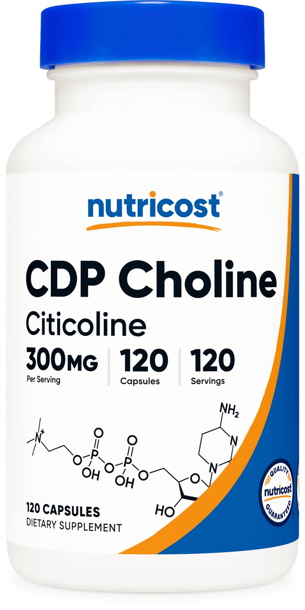 Nutricost CDP Choline (Citicoline) 300mg, 120 Vegetarian Capsules - Non-GMO, Vegetarian Friendly, Gluten Free