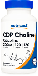 Nutricost CDP Choline (Citicoline) 300mg, 120 Vegetarian Capsules - Non-GMO, Vegetarian Friendly, Gluten Free