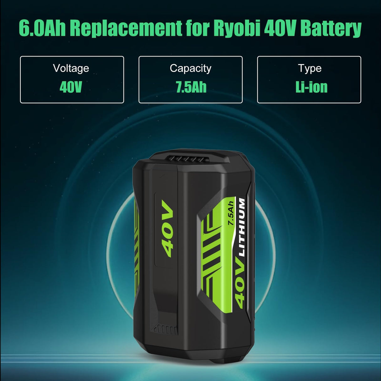 2Pack 40v 7.5Ah OP4026A Battery Replacement for Ryobi 40V Battery Compatible with Ryobi 40 Volt Battery Lithium OP4026A OP4015 OP4040 OP40201 OP4050A OP4015 OP40261 OP4030 OP40401 Power Tools