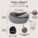 FlyHugz® Neck Travel Pillow Memory Foam Neck Pillow, Gray