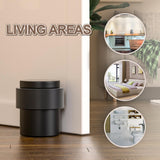 SANATO Black Cylindrical Floor Mounted Stainless Steel 304 Door Stop Door Stopper with Black Rubber, 4 Pack