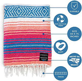 Benevolence LA Authentic Handwoven Mexican Blanket | Yoga Blankets, Outdoor, Picnic, Beach, Camping | Equestrian Saddle | Serape 50x70 inches - Coral, Pack of 1