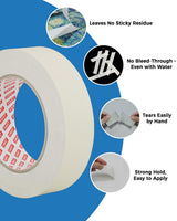 SWRT Masking Tape 2 Inch x 55 Yards, Masking Tape Bulk 10 Rolls (550 Yards Total), White Masking Tape for Painting, Fuse & Perler Beads Art Craft, Clean Removal