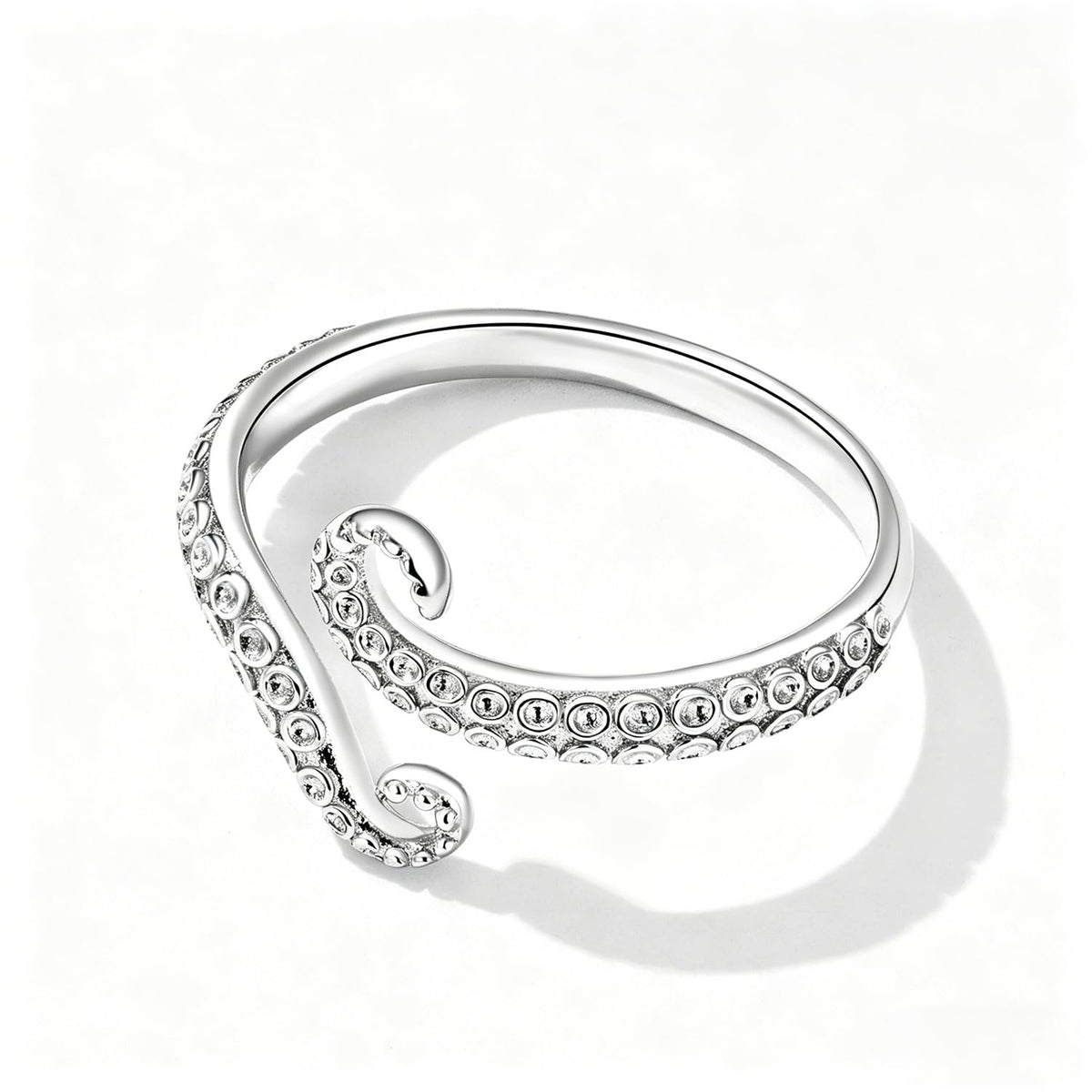 BISAER Adjustable Octopus Ring Stackable Silver Rings For Women Non Tarnish