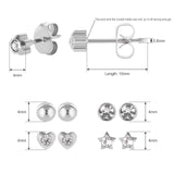 5 Pairs G23 Titanium Ear Piercing Stud Earrings for Sensitive Ears, Cubic Zirconia Stud Earrings Set for Ear Piercing Guns (Silver)