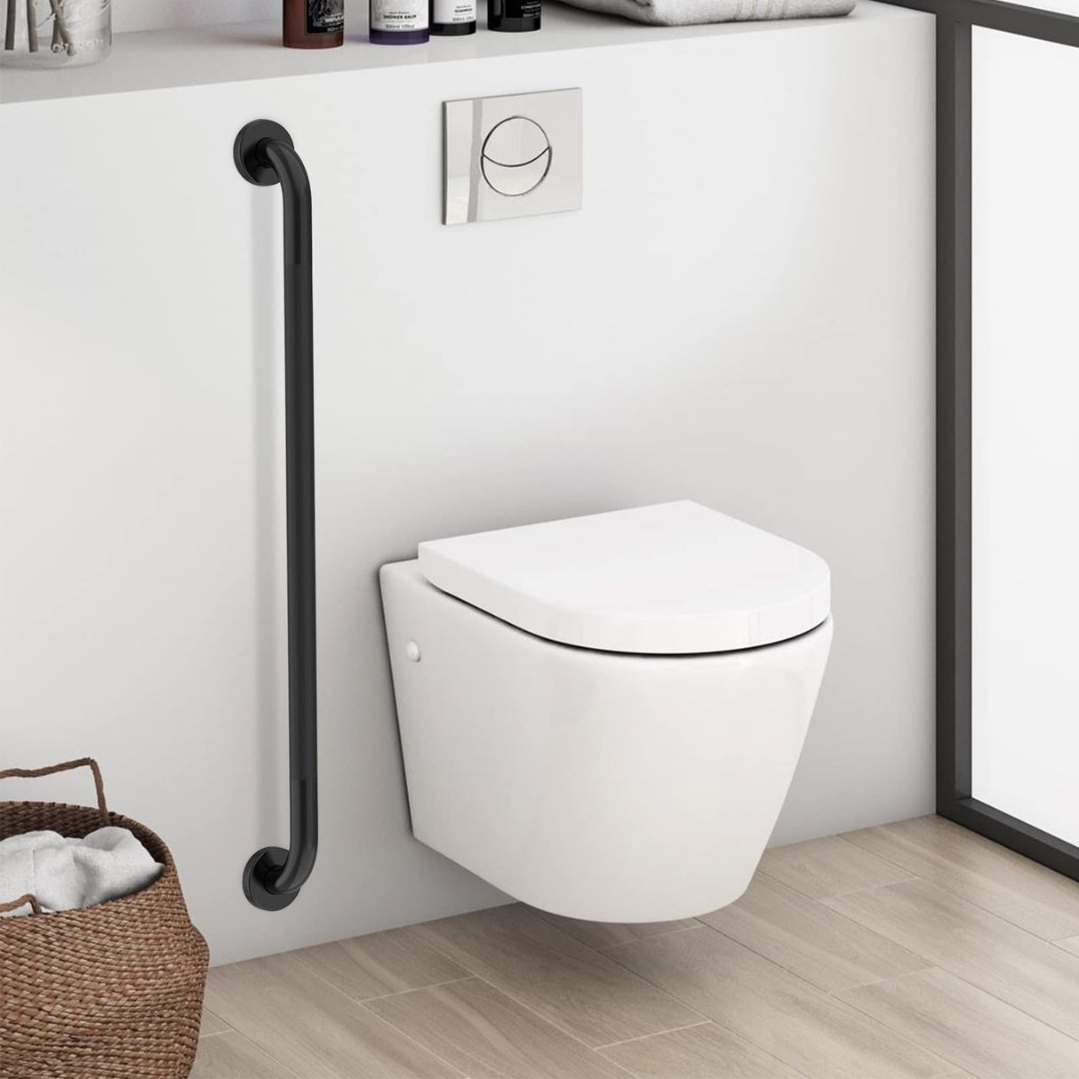 36 Inch Shower Grab Bar Oil Rubbed Black, Munzong Anti Slip Bathroom Grab Bar, Knurled Bathroom Balance Bar,Safety Hand Rail Support Handicap Elderly Injury Senior Assist Bath Handle