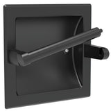 WZKALY Matte Black Recessed Toilet Paper Holder for Large Rolls, Pivoting Black Toilet Paper Holder Wall Mount Stainless Steel, in Wall Toilet Paper Holders Black, Bathroom Toilet Paper Wall Holder