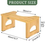 Foldable Toilet Stool, 7.5 Inch Poop Stool for Bathroom, Bamboo Toilet Stool Squat Adult, Collapsible Squatting Potty Stool with Non-Slip Strip - Improve Squatting Posture and Comfort, Wood