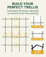 DAIM Multi Link Trellis Plant Support Garden Trellis for Climbing Plants Outdoor Plant Supports for Indoor Plants Stackable Fence Tower Modular L or V-Shape for Balconies & Gardens, Gray, 16 Pieces