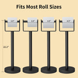 YUMORE Heavy Duty Toilet Paper Holder Stand, Extra-Weighted Base No Tipping, Stainless Steel Toilet Paper Stand, Free Standing Floor Tissue Roll Holder for Bathroom, Matte Black 200UP