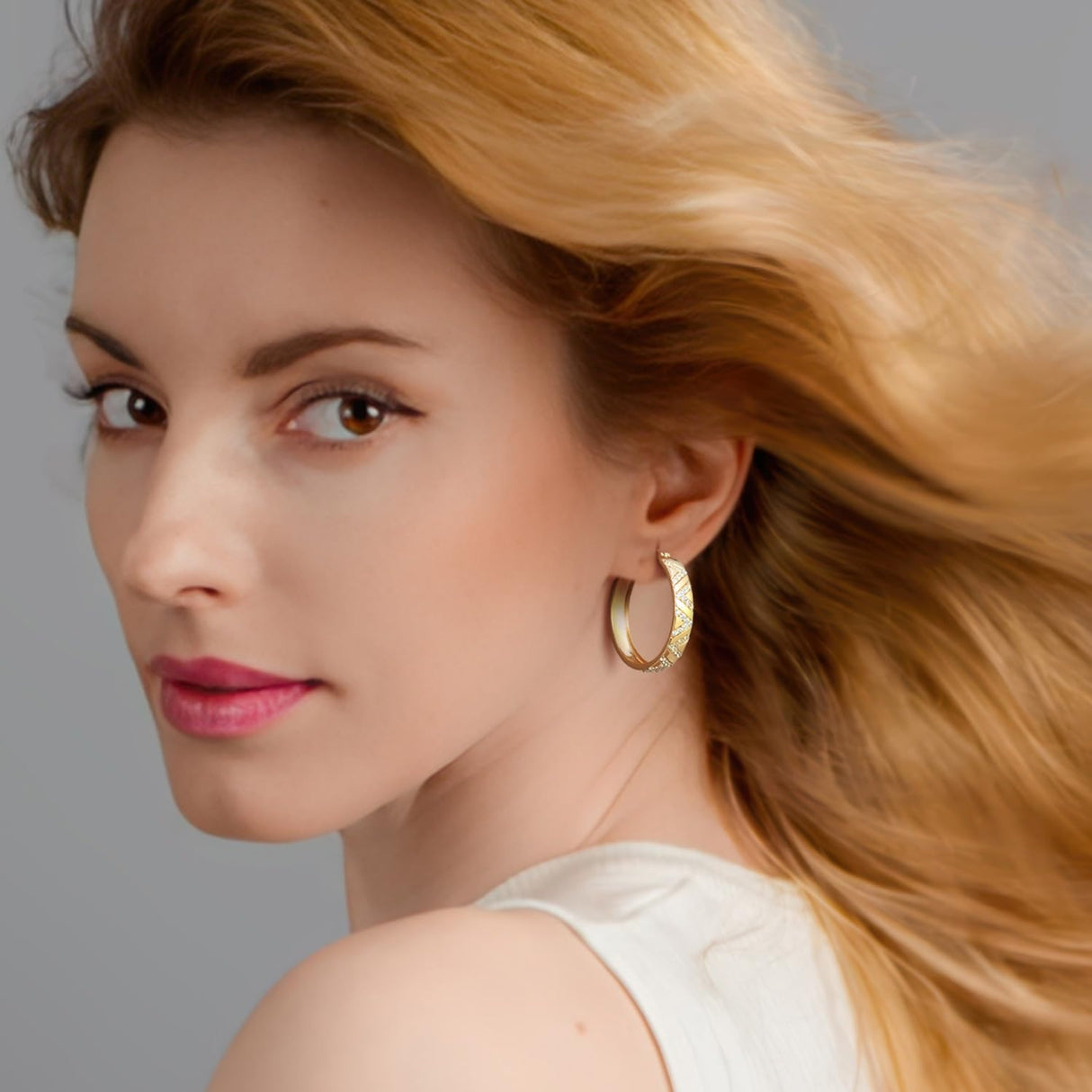 SANDRA REDD 14K Gold Hoop Earrings for Women 14K Gold Earrings for Women