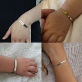UMAGICBOX Personalized Sterling Silver/Stainless Steel Bar Bracelet for Women - Custom Engraved Inspirational Words, Dates, or Names - Gift Box Included - Jewelry for Anniversary, Birthday