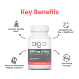 Allergy Research Group 200 mg of Zen - GABA L-Theanine Supplement, Natural Calm, Sleep & Relax Support for Women & Men, Take Day or Night for Relaxation & Calm Energy - 60 Vegetarian Capsules