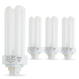 KOR (Pack of 4 26 Watt Triple Tube - GX24Q-3 (4 Pin) Base -3500K White - CFL Light Bulb - Philips 268243 PL-T 26W/35/4P/ALTO - GE 97616 F26TBX/835/A/ECO