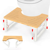 Bamboo Toilet Stool Foldable, 7 in, 8 in Or 9 in Adjustable Height Squat Stool Potty for Adults Kids, Sturdy Poop Step Stool for Bathroom, Improve Squatting Posture, Non-Slip,500 lbs Capability